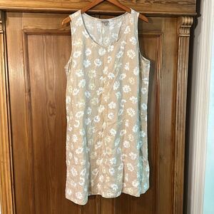 J Jill linen sleeveless floral print dress with pockets size XL